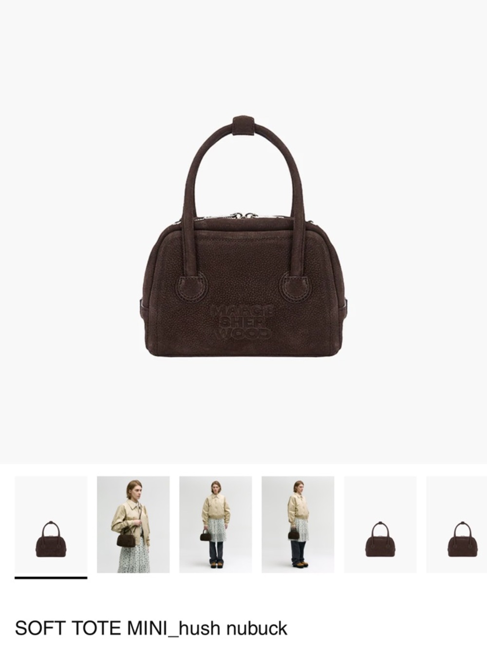 Marge Sherwood Soft Tote Mini Hush Nubuck Small Tote Bag - Brown